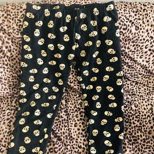 Gold Glitter Skull Leggings